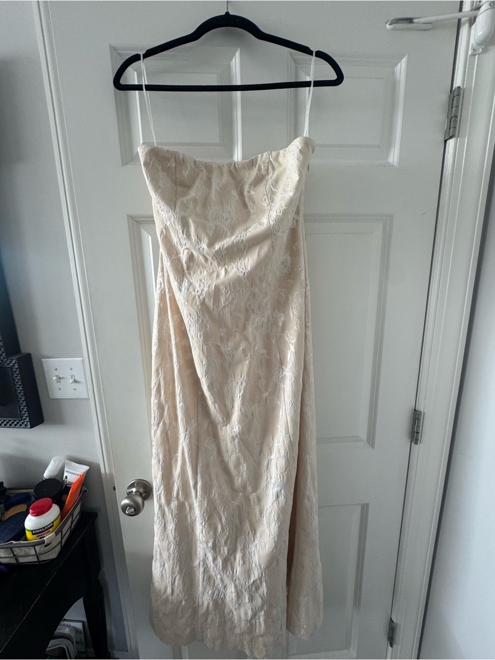 Abercrombie & Fitch Cream Lace Midi Dress with Spaghetti Straps